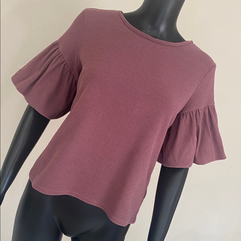 Express Plum Ruffle Sleeve Blouse
